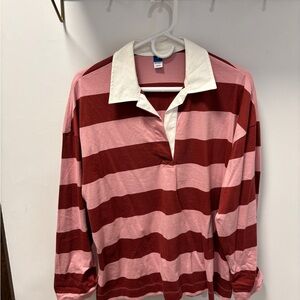 Old Navy Pink and Red Rugby Shirt